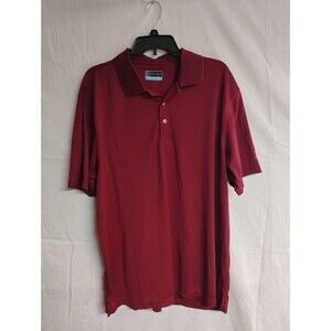 PGA Tour Mens XXL burgundy /Black Short Sleeve Button Polo Collared